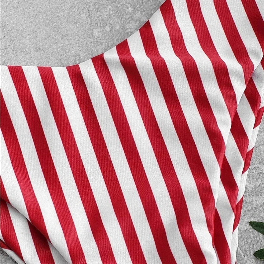 Zaful Red & White Striped Knot Front Bikini Set – Size Large (NWT)
